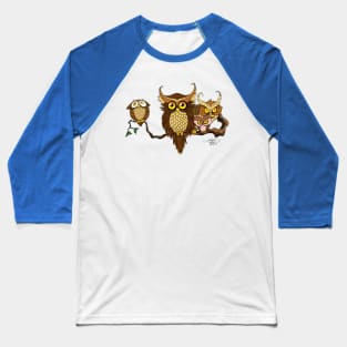 Owl Family Portrait Baseball T-Shirt